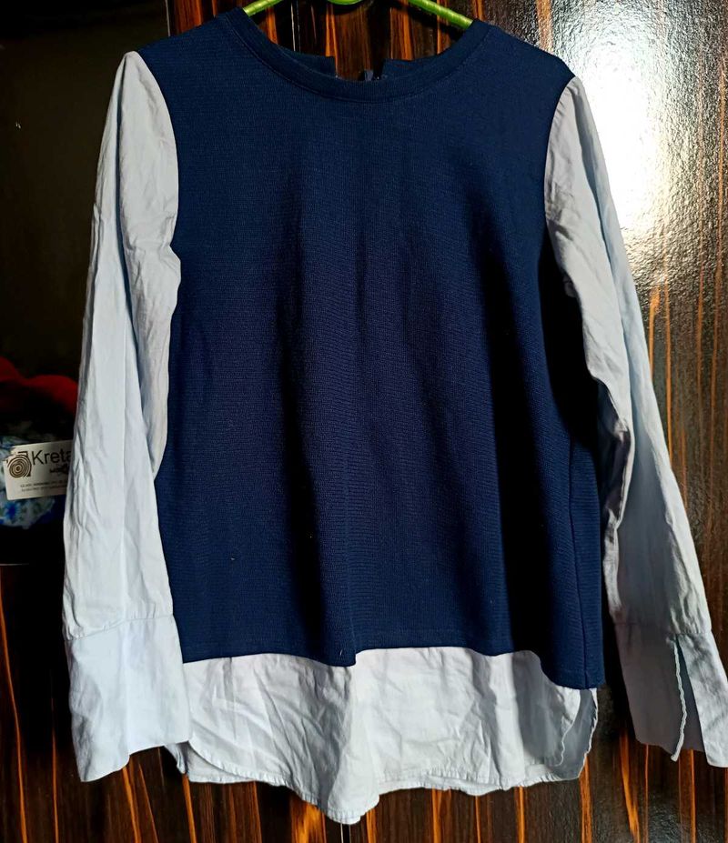 Chic Two-Tone Long Sleeve Top