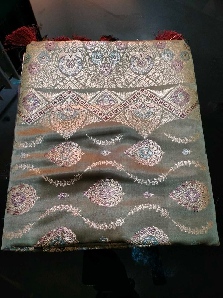 New Original premium Dusty green Satin Silk Saree