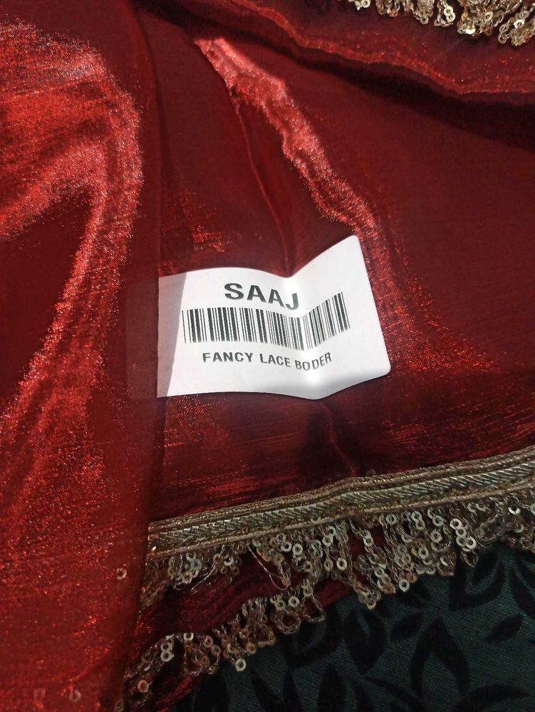 Maroon Saree with Fancy Lace Border