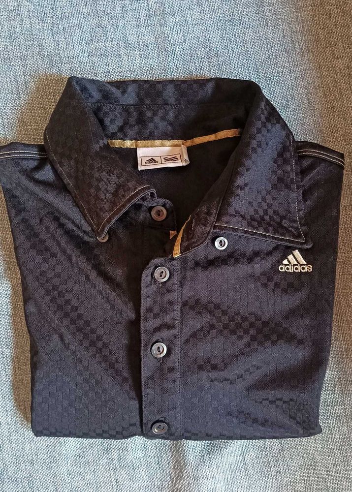 Adidas Black Textured Polo Shirt I  new condition