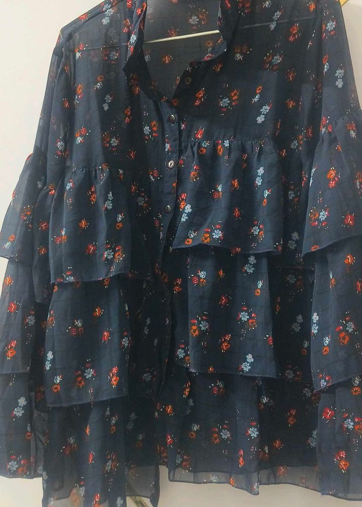 Floral Ruffle Layered Top