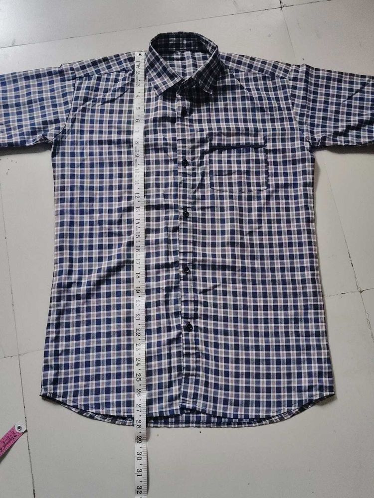 Classic Blue Checkered Short Sleeve Shirt