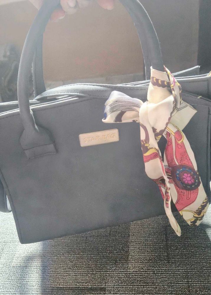 Stylish Handbag with Scarf Accent