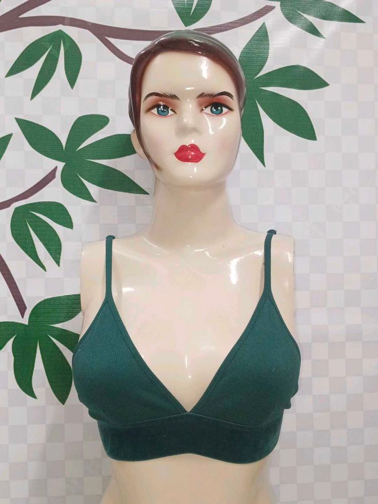 (1300)Green Velvet Bralette