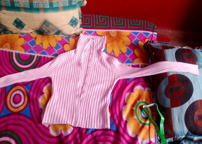 Pink Ribbed Turtleneck Sweater