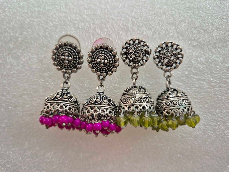 Bohemian Jhumka Earrings with Beads