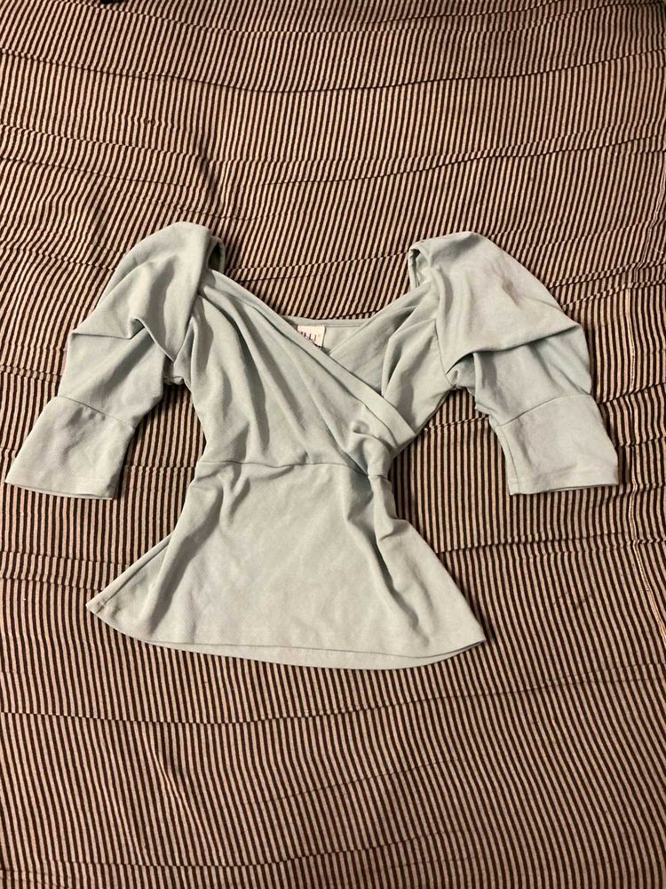 Chic Wrap Top with Puff Sleeves