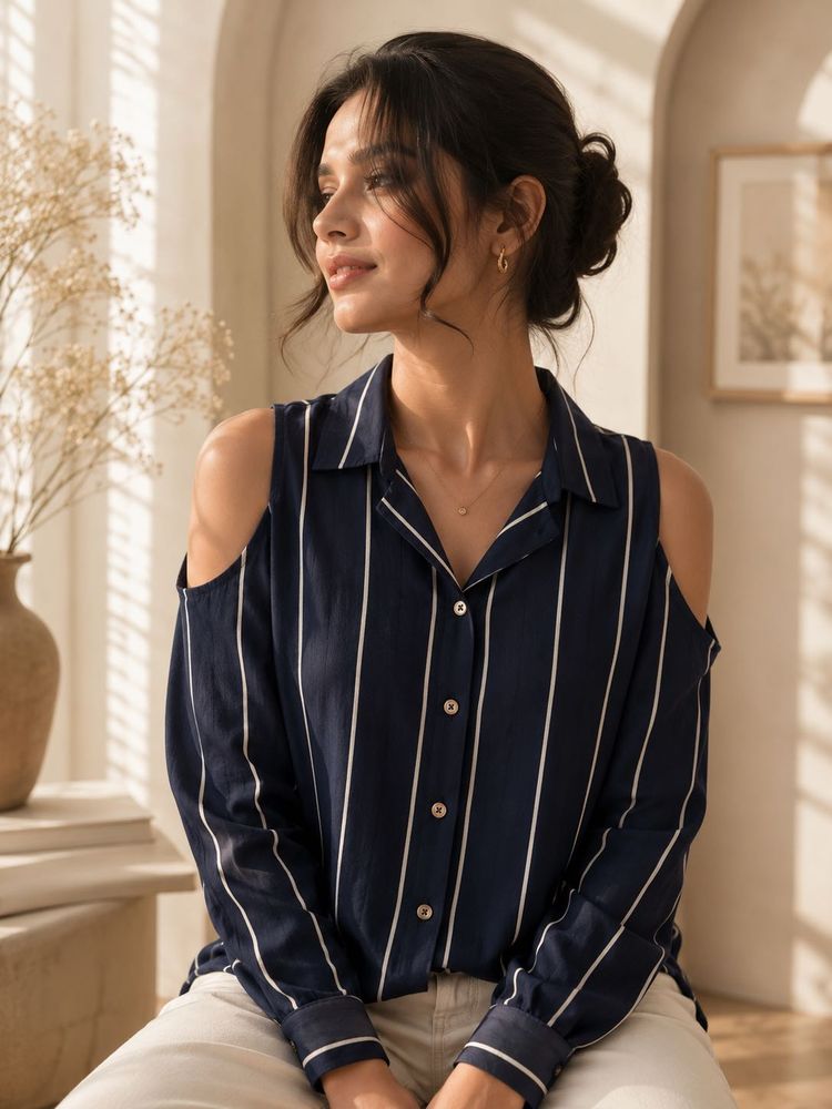 Chic Cold-Shoulder Striped Top