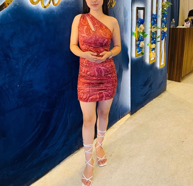 One-Shoulder Print Dress