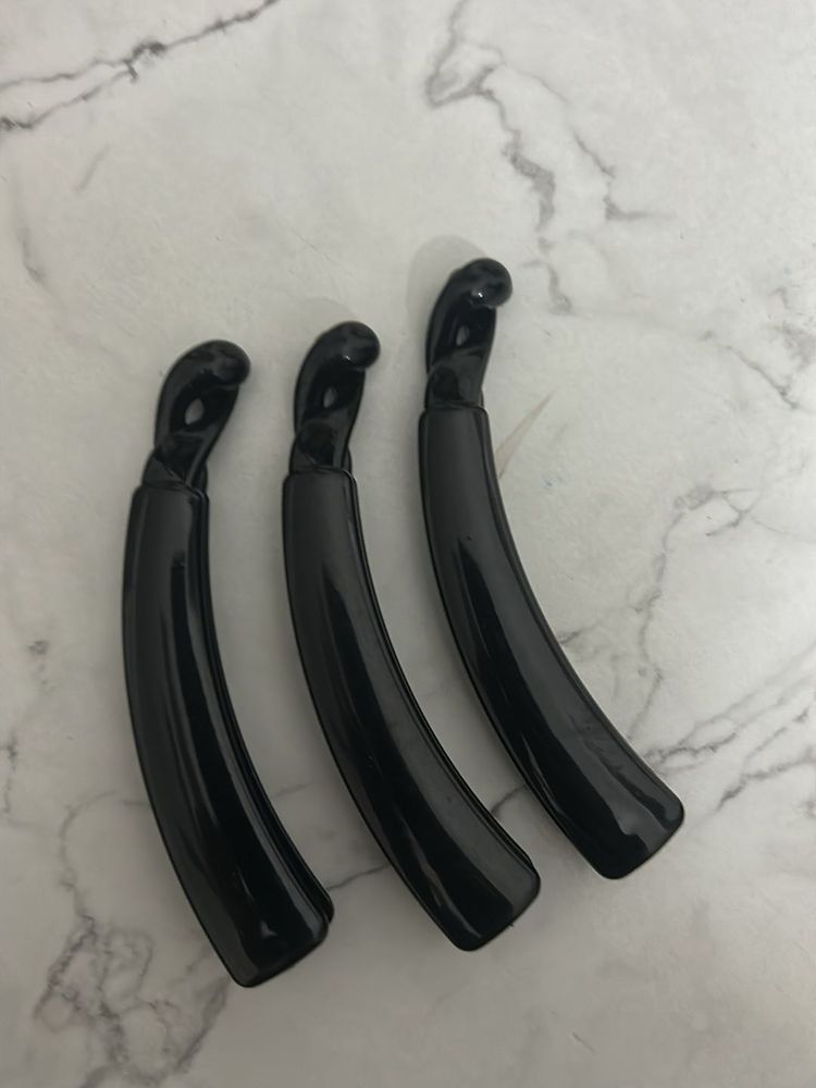 Set of 3 Black Banana Hair Clips
