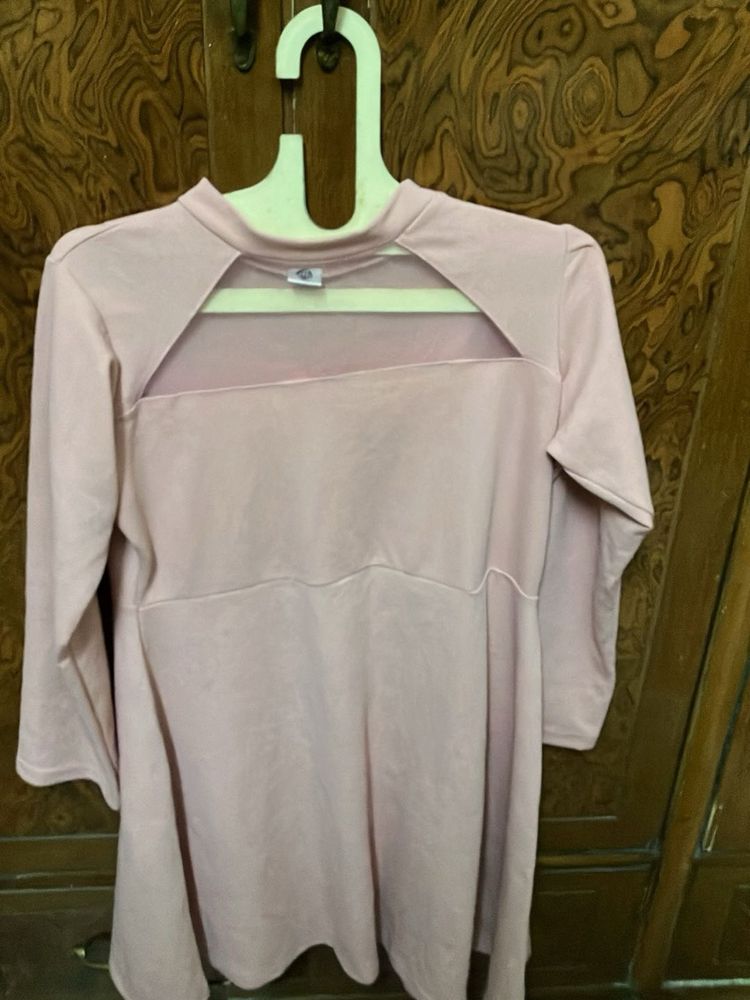 Chic Pink Mesh Detail Top