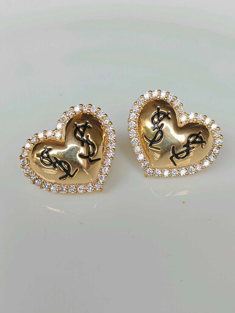 Heart Shaped YSL Stud Earrings