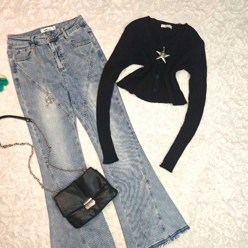 Y2K Aesthetic Black Cardigan