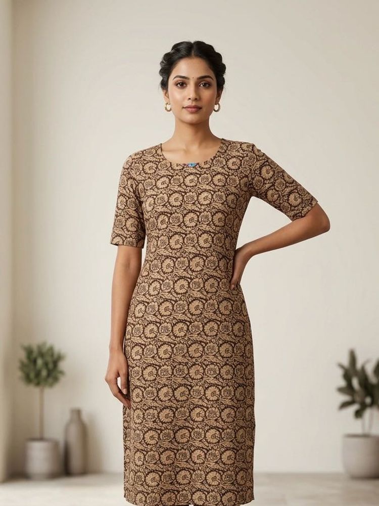Elegant Brown Floral Print Kurta
