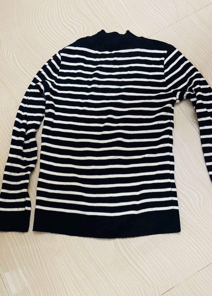 Striped Mock Neck Sweater