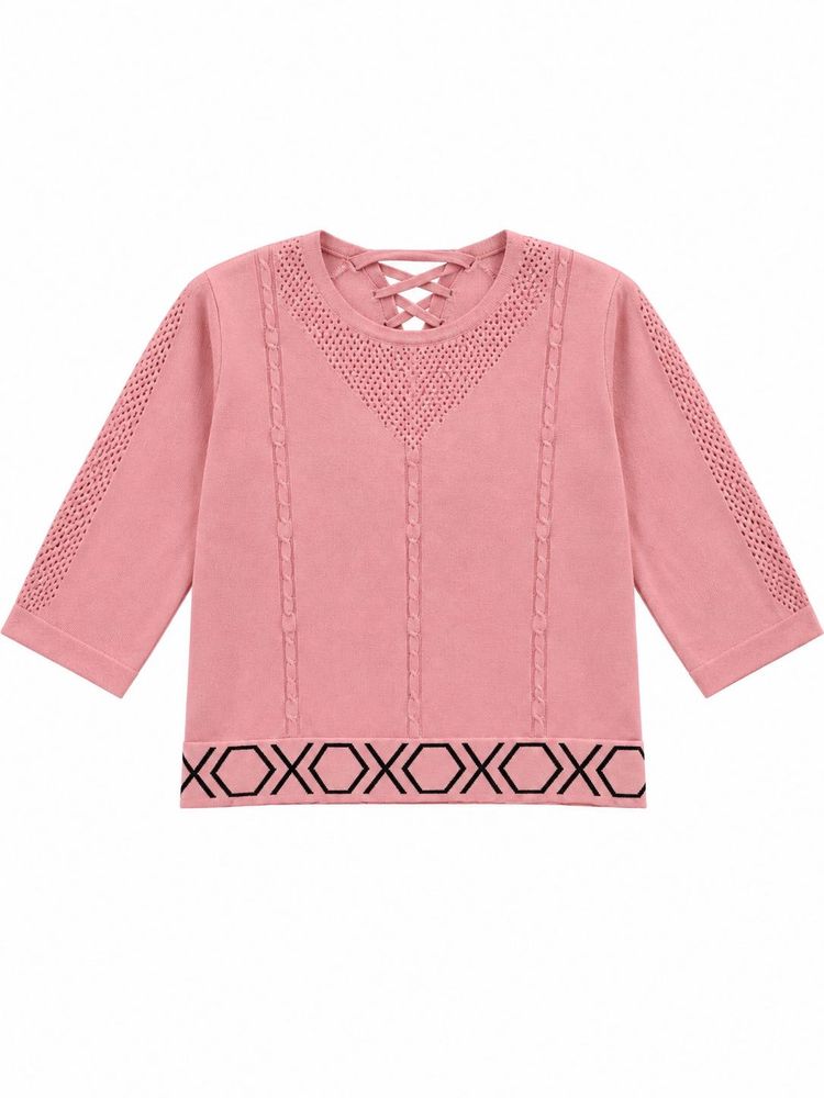 Pink Lattice Back Knit Top