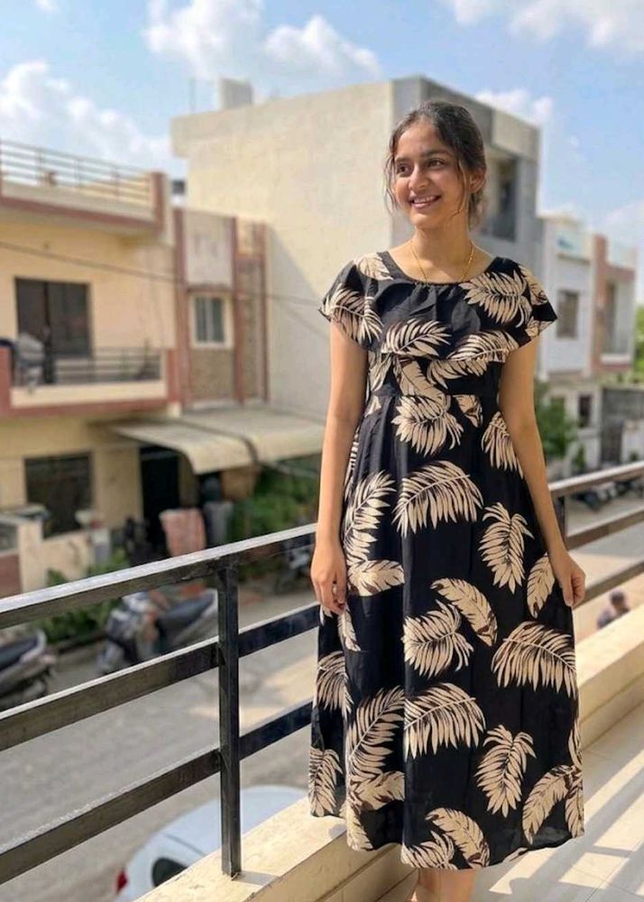 Boho Tropical Print Midi Dress