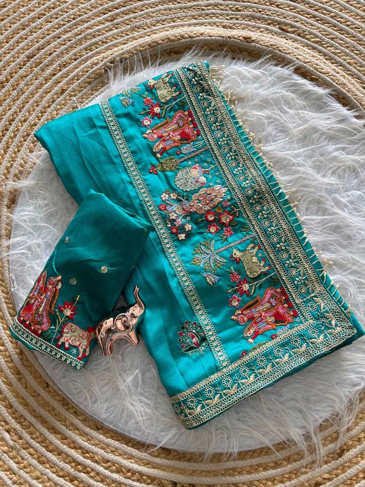 Embroidered Teal Lehenga Choli Set