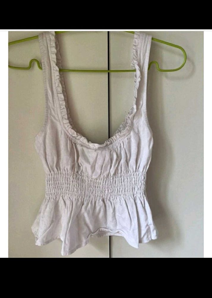 White Ruffle Tank Top