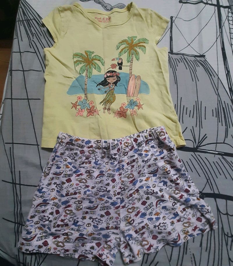 Pink &amp; Blue kids night wear (short and tee set)