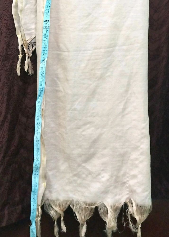 Dupatta thread jhalar designer piece colour cream