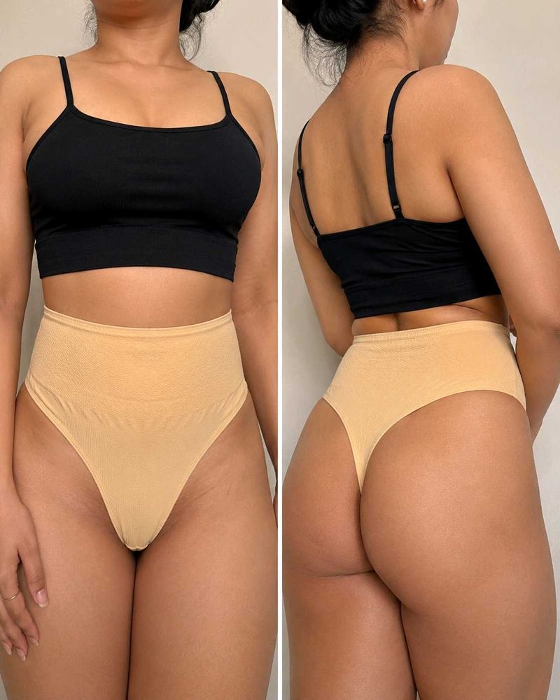 Women’s Beige High-Waist Thong Panty