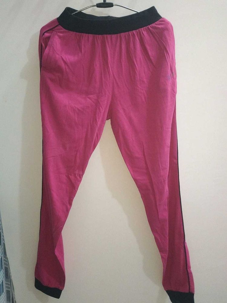 Pink Track Pants with Black Accents