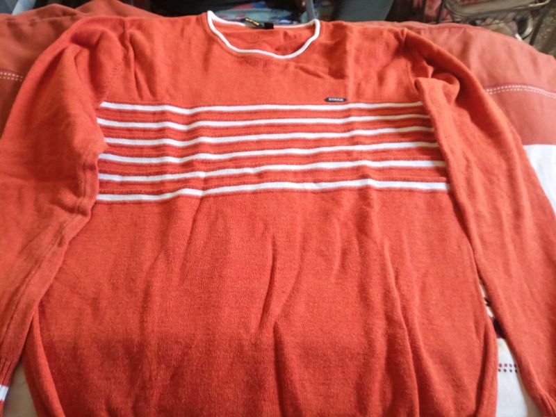 Striped Orange Pullover Sweater
