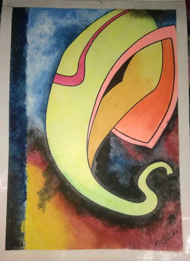 Abstract Ganesha Watercolor Painting