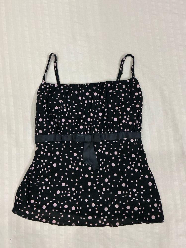 Chic Black &amp; Pink Polka Dot Cami Top