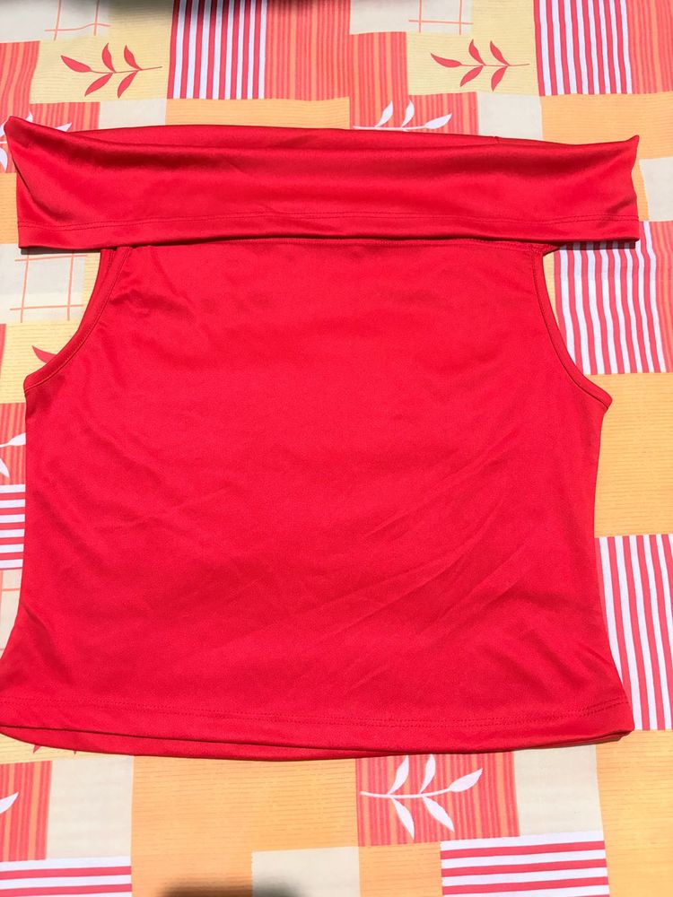 Shein Red Off-Shoulder Crop Top