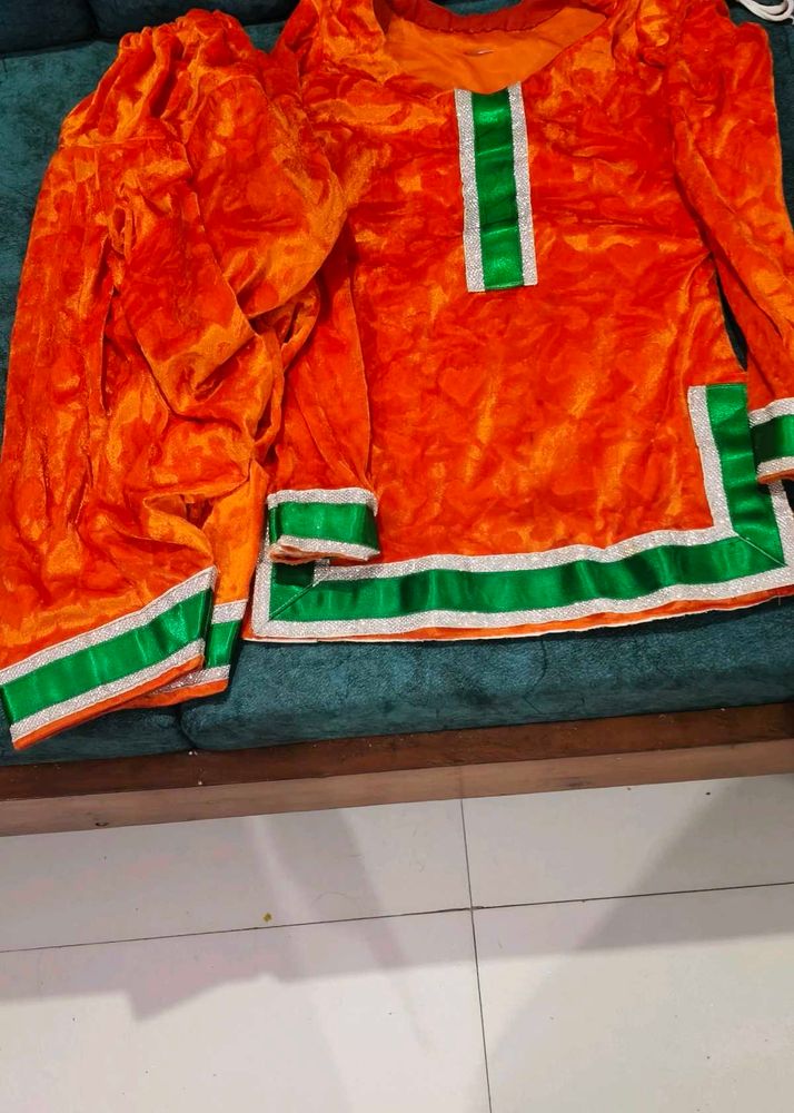 Vibrant Orange Salwar Suit for baby age upto 2 to