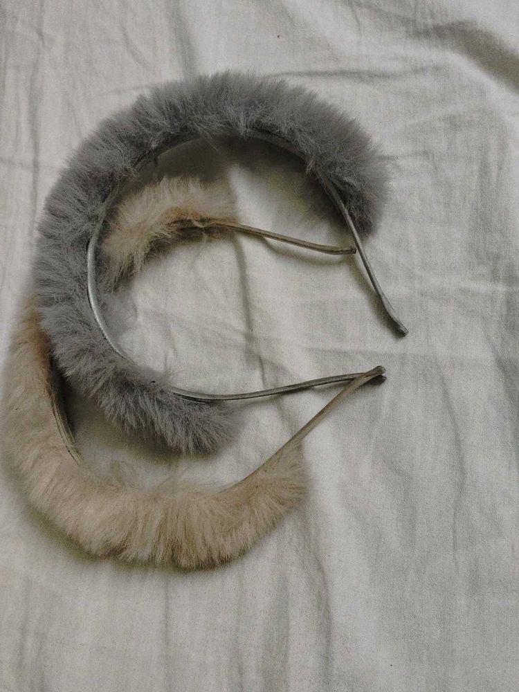 Fluffy Faux Fur Hair Band – Combo Pack of 2