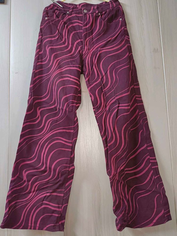 H&amp;M Retro Swirl Print Wide Leg Pants