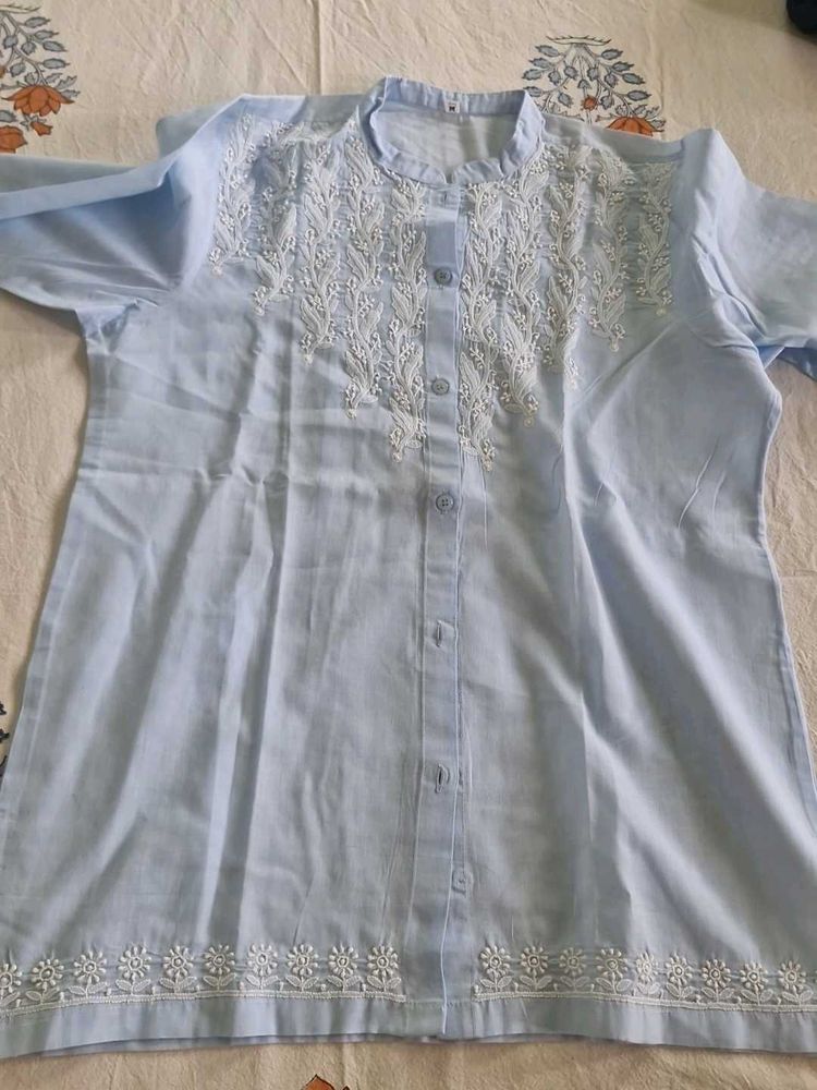 Light Blue Embroidered Kurta