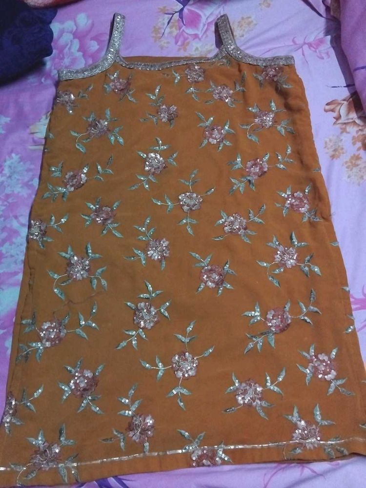 Floral Embroidered Ethnic kurti,plazzo and dupatta