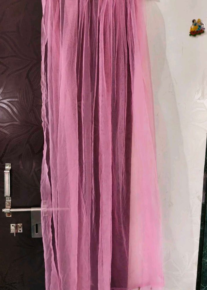 Elegant Pink Tulle Dupatta