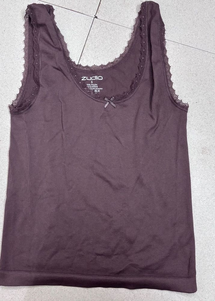 Zudio Ribbed Lace Trim Tank Top