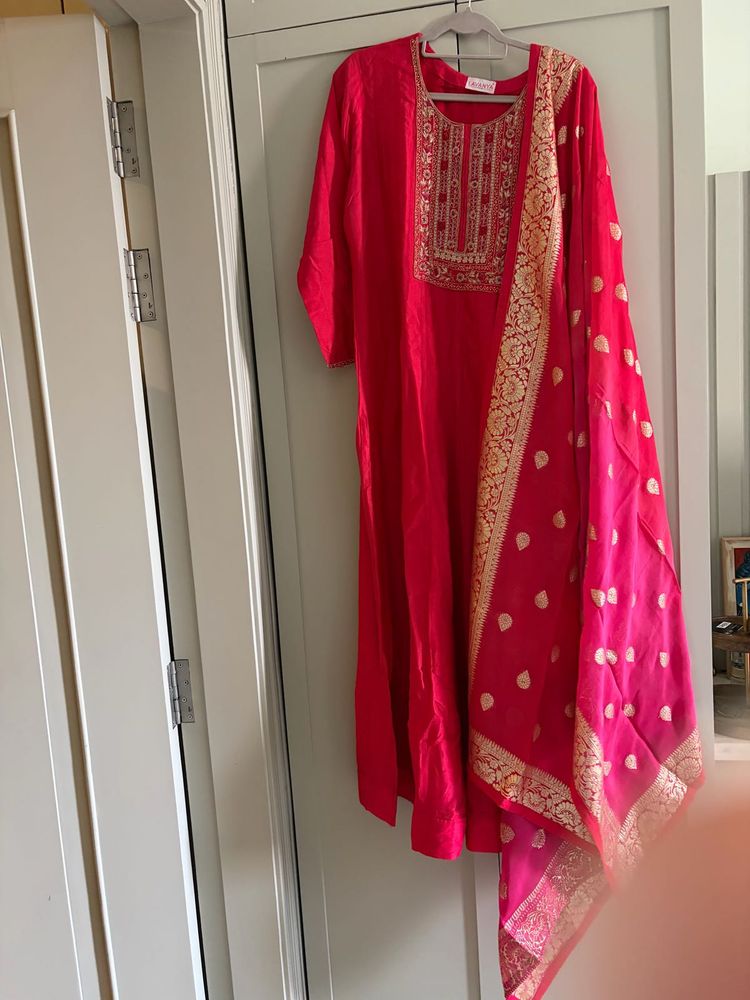 Vibrant Pink Kurta Set with Dupatta
