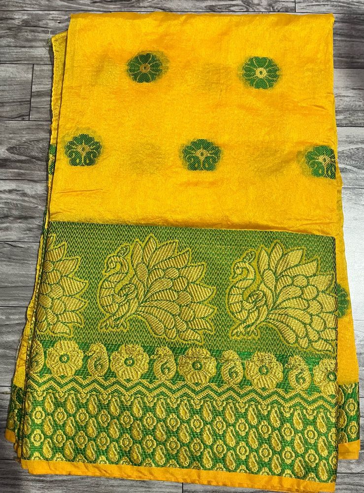 Yellow &amp; Green Saree