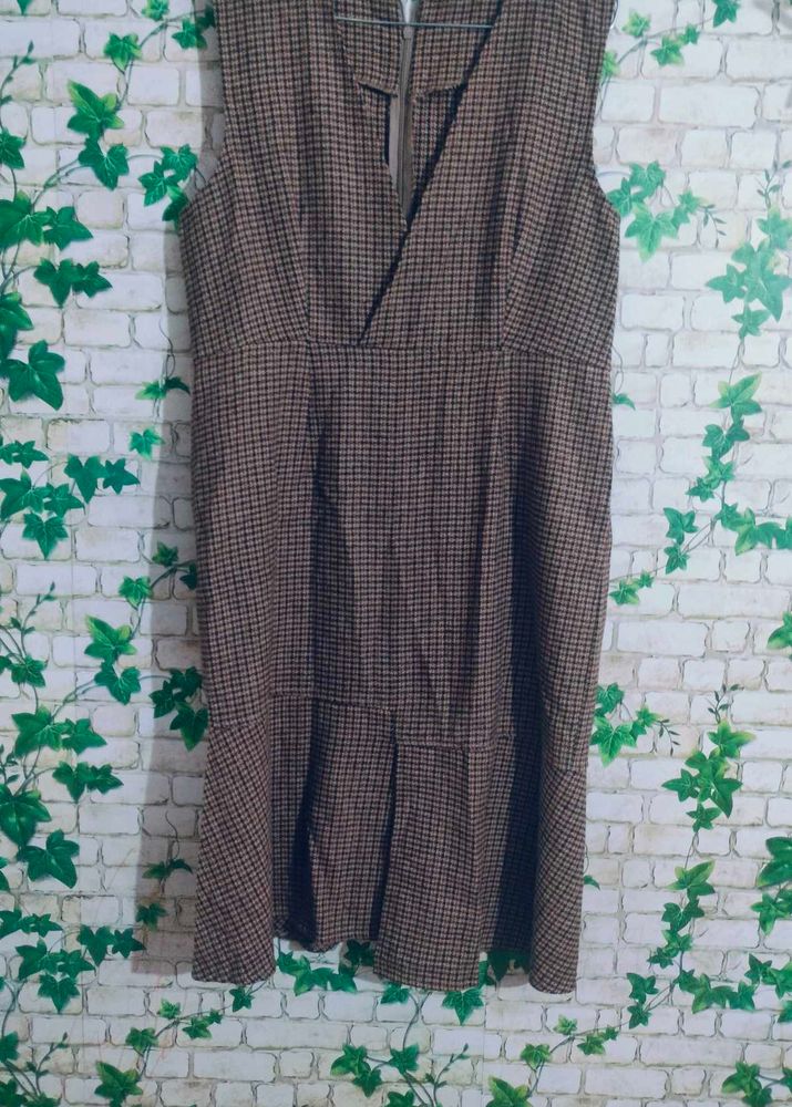 Checkered V-Neck Dress