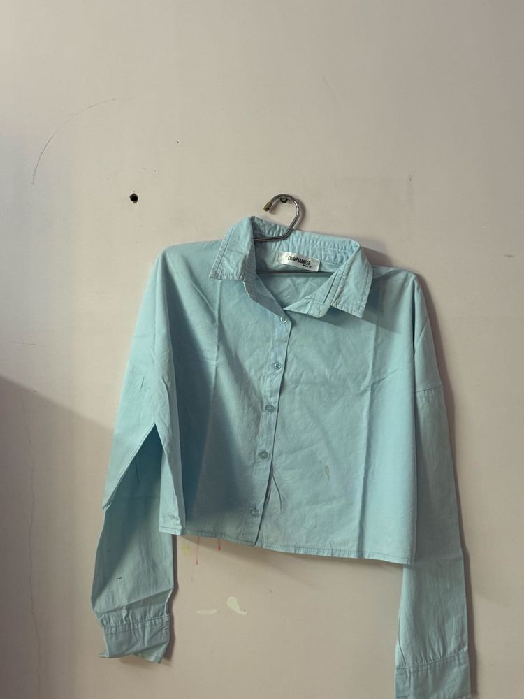 Blue Crop Top Shirt
