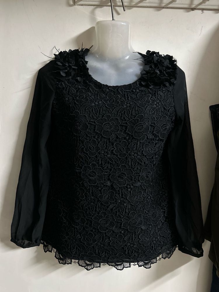 Elegant Black Lace Blouse