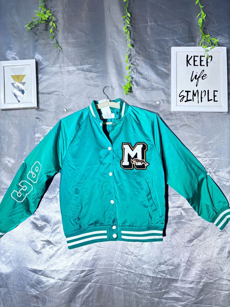 H&amp;M Satin Varsity Bomber Jacket