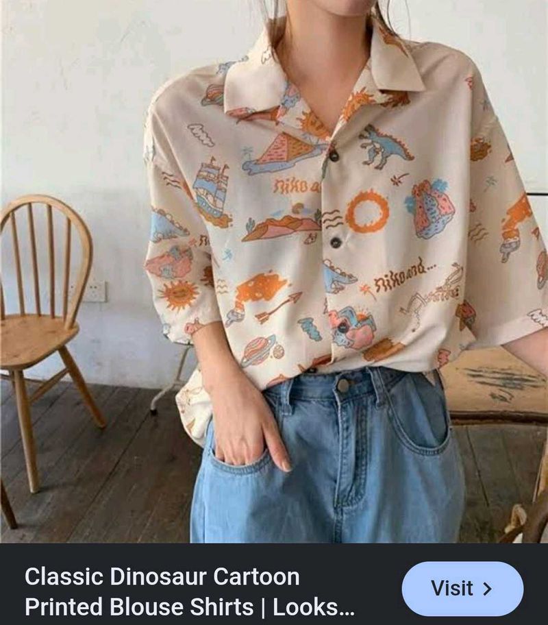 Cute Cartoon Dinosaur Printed Shirt