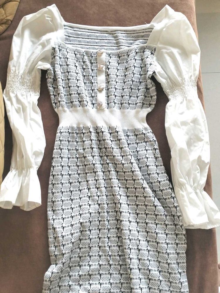 Chic Puff Sleeve Knit Dress
