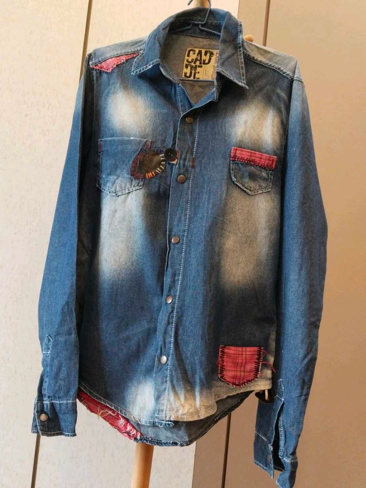 Men's Distressed Denim Shirt