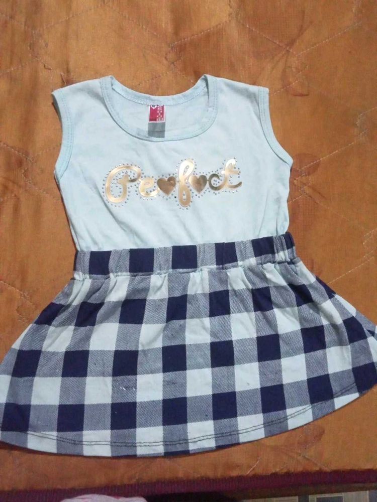 Cute "Perfect" Top &amp; Gingham Skirt Set