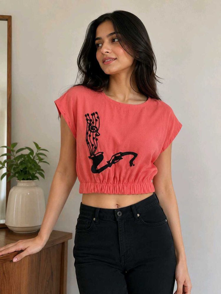 Coral Pink Designer Top