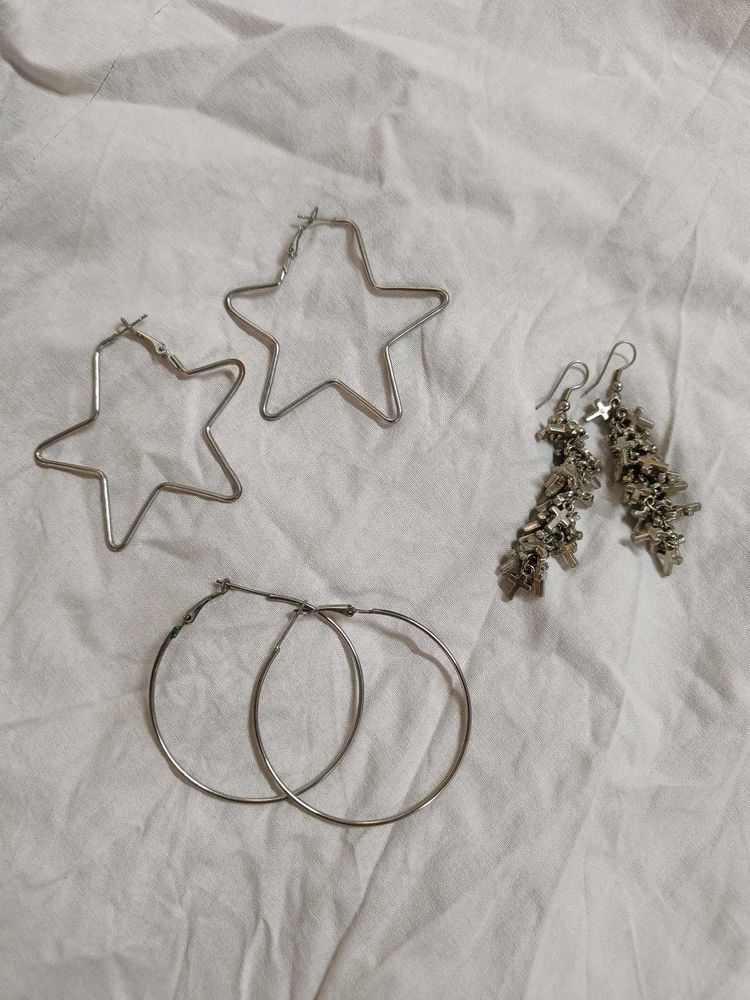 Set of 3 Pairs - Hoop and Star Earring